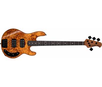 STERLING StingRay HH Poplar Burl Top Amber - Бас-гитара 4 струны серия Sterling California Premium
